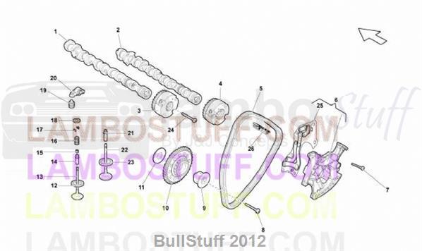 2011 Lamborghini GALLARDO LP 570-4 SPYDER PERFORMANTE EUROPE RIGHT HEAD TIMING SYSTEM (109.01.00)